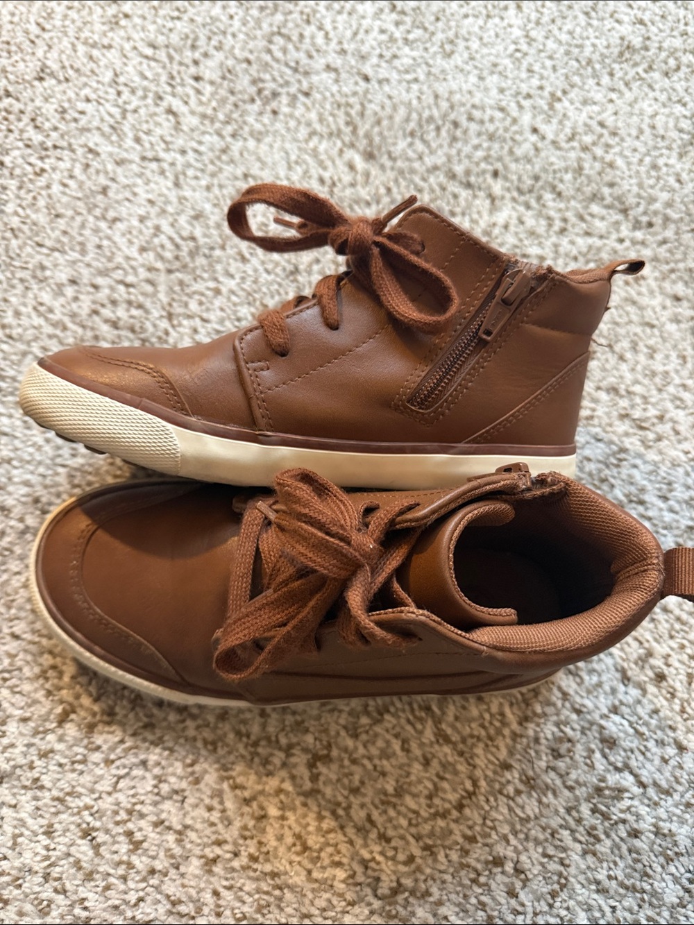 wonder nation Brown High-Top Kids Boots with Side Zip